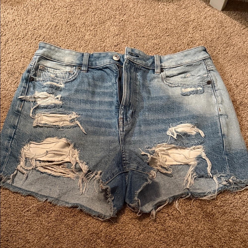 Distressed Light Blue Denim Women's Shorts